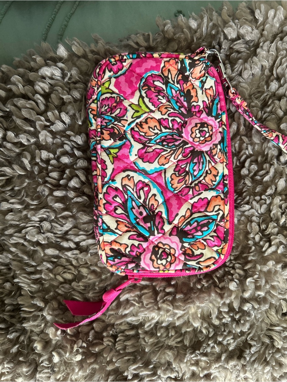 Vera Bradley Quilted Floral Wristlet in Pink Multi
